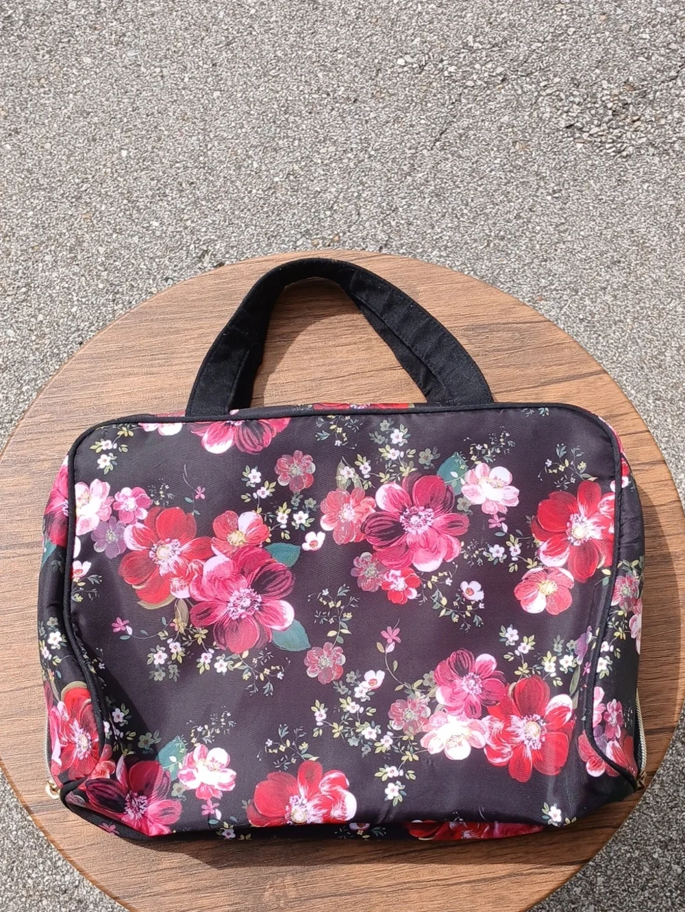 Floral Black and Pink Travel Tote Bag